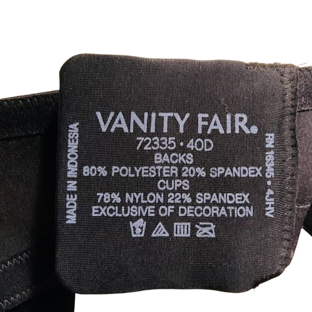 Vanity Fair Wireless Body Caress Full Coverage Black Bra 72335‎ - 40D